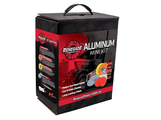 Renegade Products Aluminum Polishing Mini Kit Complete with Buffing Wheels, Buffing Compounds, Right Angle Grinder Safety Flange, Pro Red Hand Polish and Microfibers