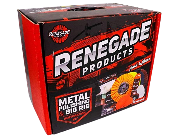 Renegade Products Big Rig & Semi Truck Metal Polishing Complete Kit with Buffing Wheels, Buffing Compound, Safety Flanges, Polishing Accessories and Rebel Red Liquid Metal Polish