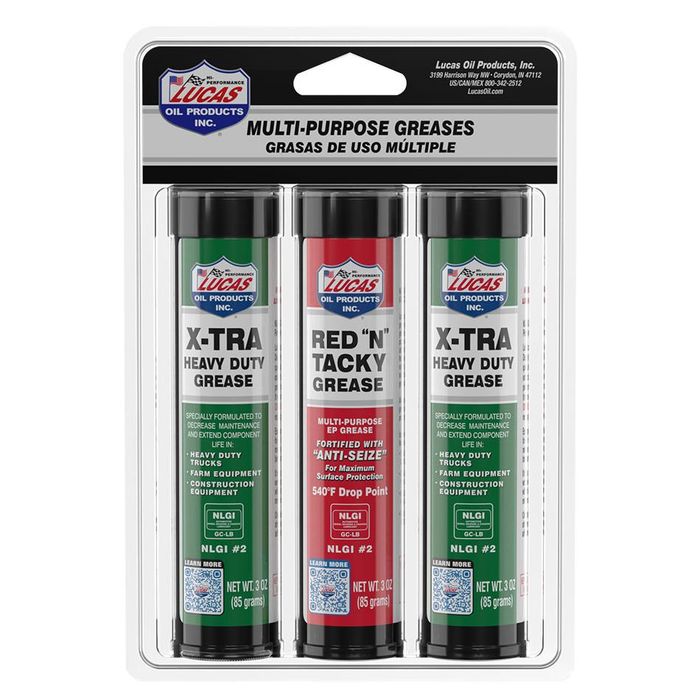 Lucas Oil Products X-Tra and Red N Tacky Multi Purpose Grease 3oz 3 Pack