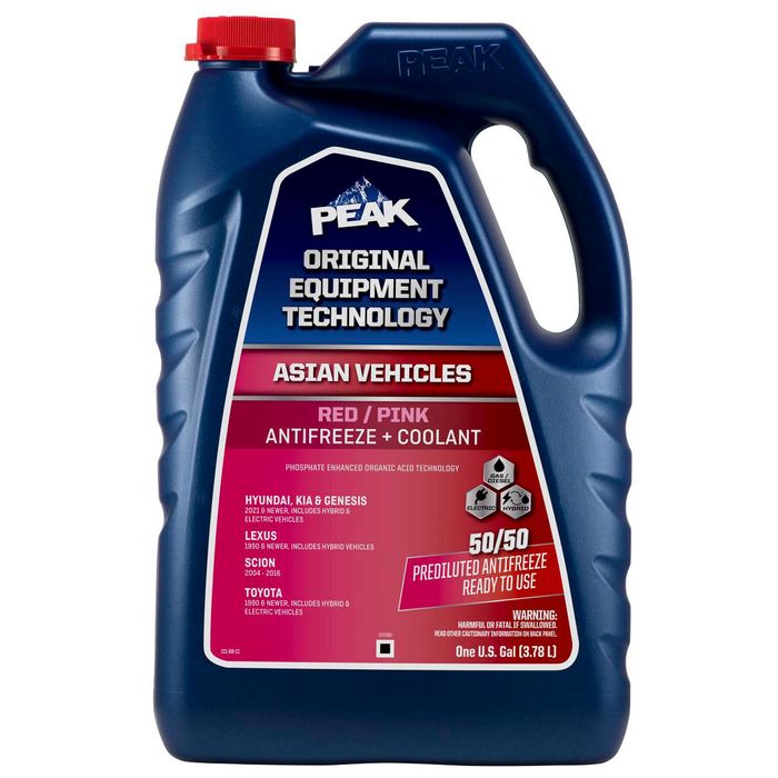 PEAK Original Equipment Technology Asian Vehicles Red, Pink Antifreeze and Coolant Ready-To-Use