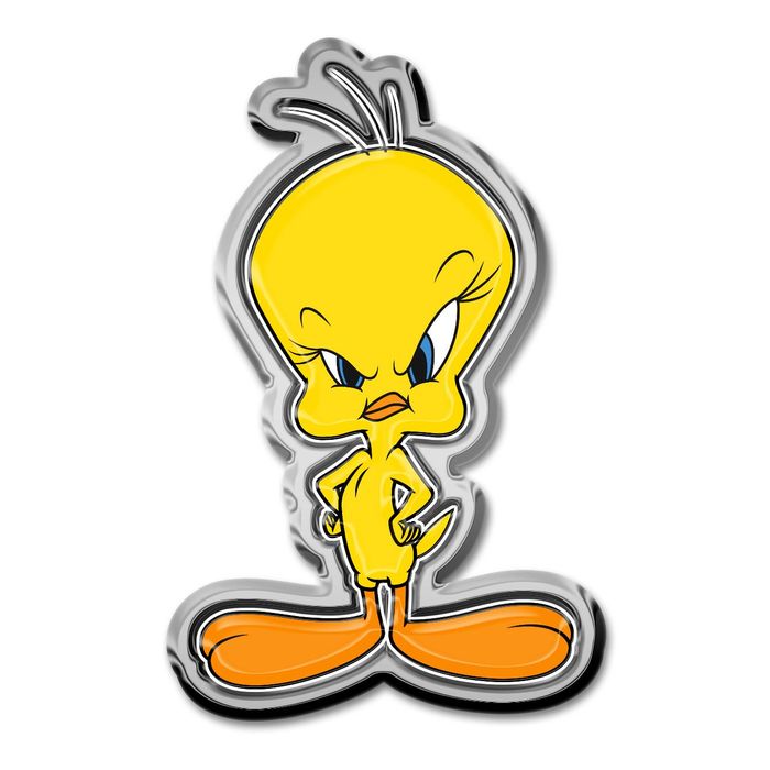 Elektroplate Officially Licensed Tweety Bird Chrome Auto Emblem with Color Domed Insert