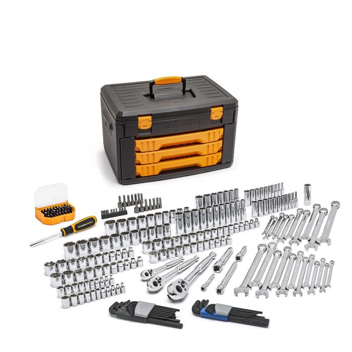 GearWrench Mechanics Tool Set in 3 Drawer Storage Box 219 Piece