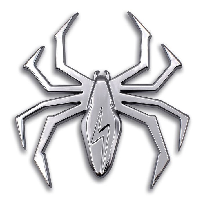 Elektroplate 3 1/4in x 3 1/4in Shiny Chrome Metal Head Collection Lightning Spider Auto Emblem