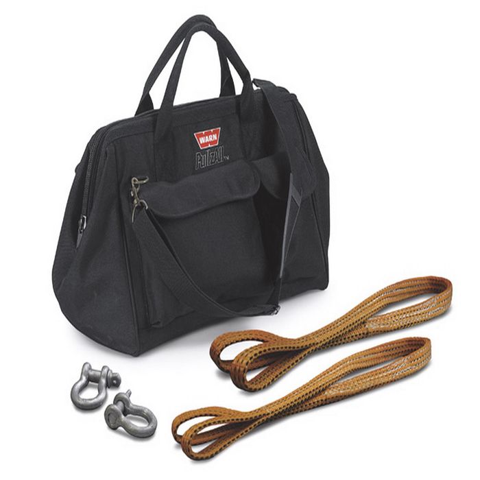 Warn Black with Two Shackles Two Load Straps and Gear Bag