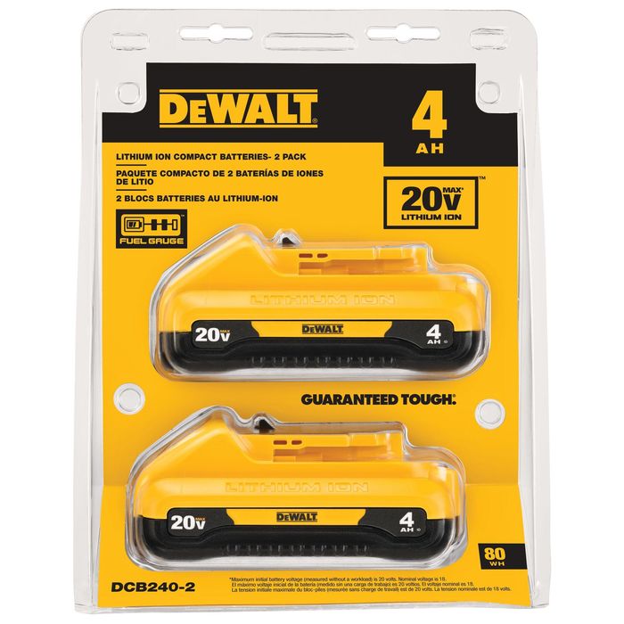 Dewalt 20 Volt MAX 4.0Ah Compact Battery, 2 Pack