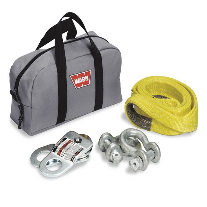 Warn Gray with Two Shackles Snatch Block Load Strap and Gear Bag