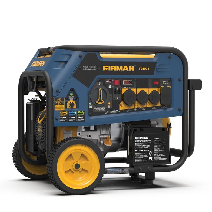 Firman Power Equipment 10,000/8,000 Watts Electric Start Gas Wheel Kit Tri Fuel Portable Generator