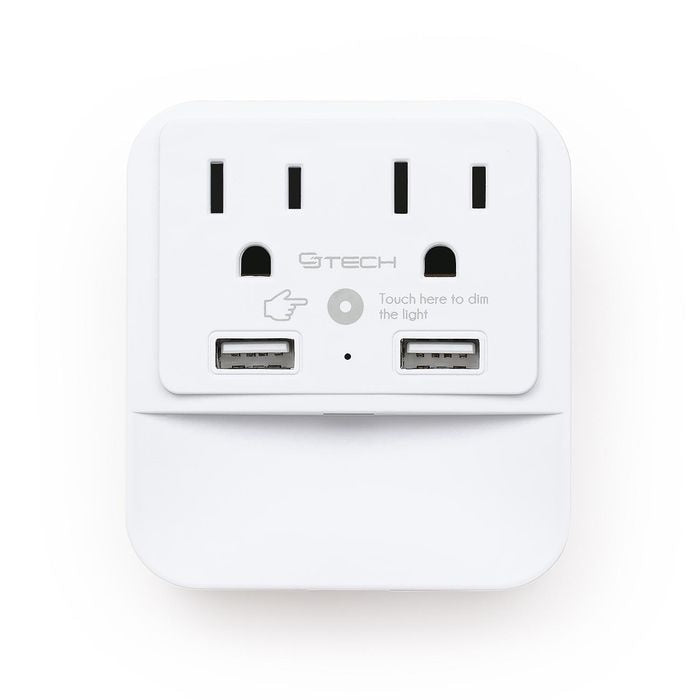 CJ Tech Wall Tap 2 Outlet 2 USB with Built in Nightlight