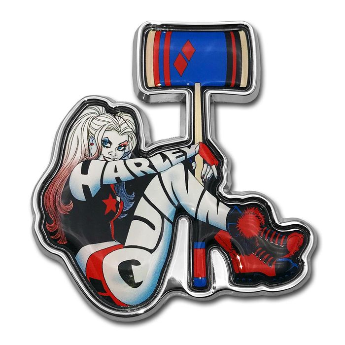 Elektroplate Chrome Harley Quinn Emblem with Color Domed Insert