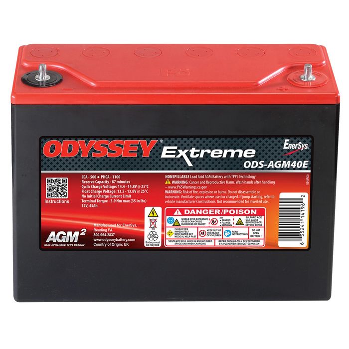 Odyssey Battery Extreme AGM Ready-to-Ride Power Sport Battery 500 CCA PC1100