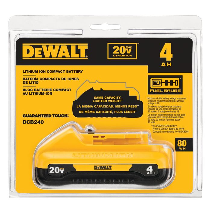 Dewalt 20 Volt 4.0Ah MAX Battery, Compact