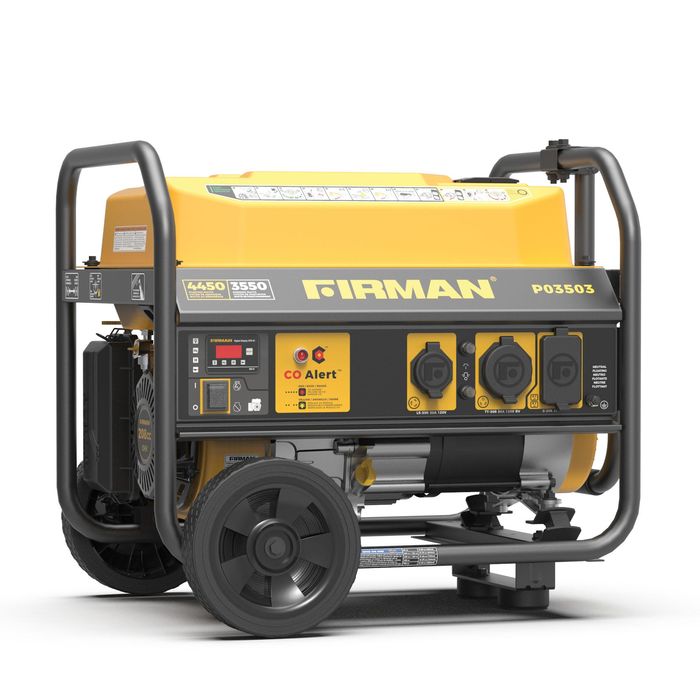 Firman Power Equipment 4,550/3,550 Watts Recoil Start Wheel Kit Bonus Cover CO Shutoff Technology, 50 ST CAN Gas Portable Generator