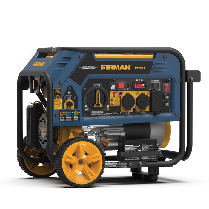 Firman Power Equipment 5,000/4,000 Watts Electric Start Gas, Wheel Kit CO Alert Technology, 50 ST CAN Tri Fuel Portable Generator