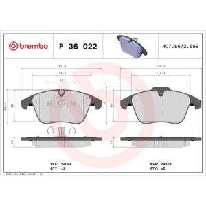 Brembo Semi-metallic Disc Brake Pad Set P36022