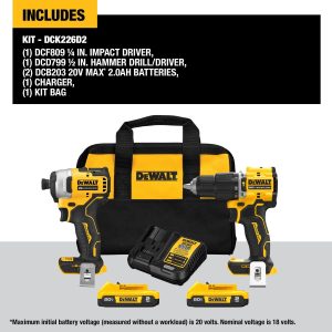 Dewalt 20 Volt Atomic MAX Cordless 2 Tool Combo Kit