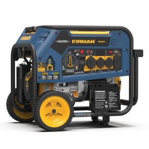 Firman Power Equipment 9,400/7,500 Watts Electric Start Gas Wheel Kit Bonus Cover and Cord Tri Fuel Portable Generator