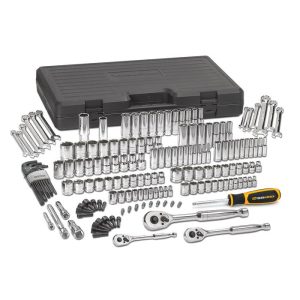 GearWrench 1/4in, 3/8in and 1/2in Drive 6 Point SAE and Metric Mechanics Tool Set 165 Piece