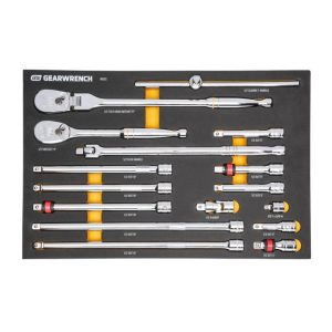 GearWrench 1/2in 90-Tooth Ratchet and Drive Tool Set with Foam Storage Tray 16 Piece