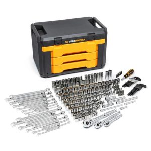 GearWrench Mechanics Tool Set in 3 Drawer Storage Box, 239 Piece