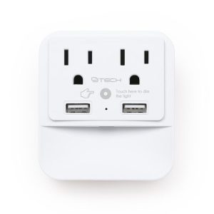 CJ Tech Wall Tap 2 Outlet 2 USB with Built in Nightlight